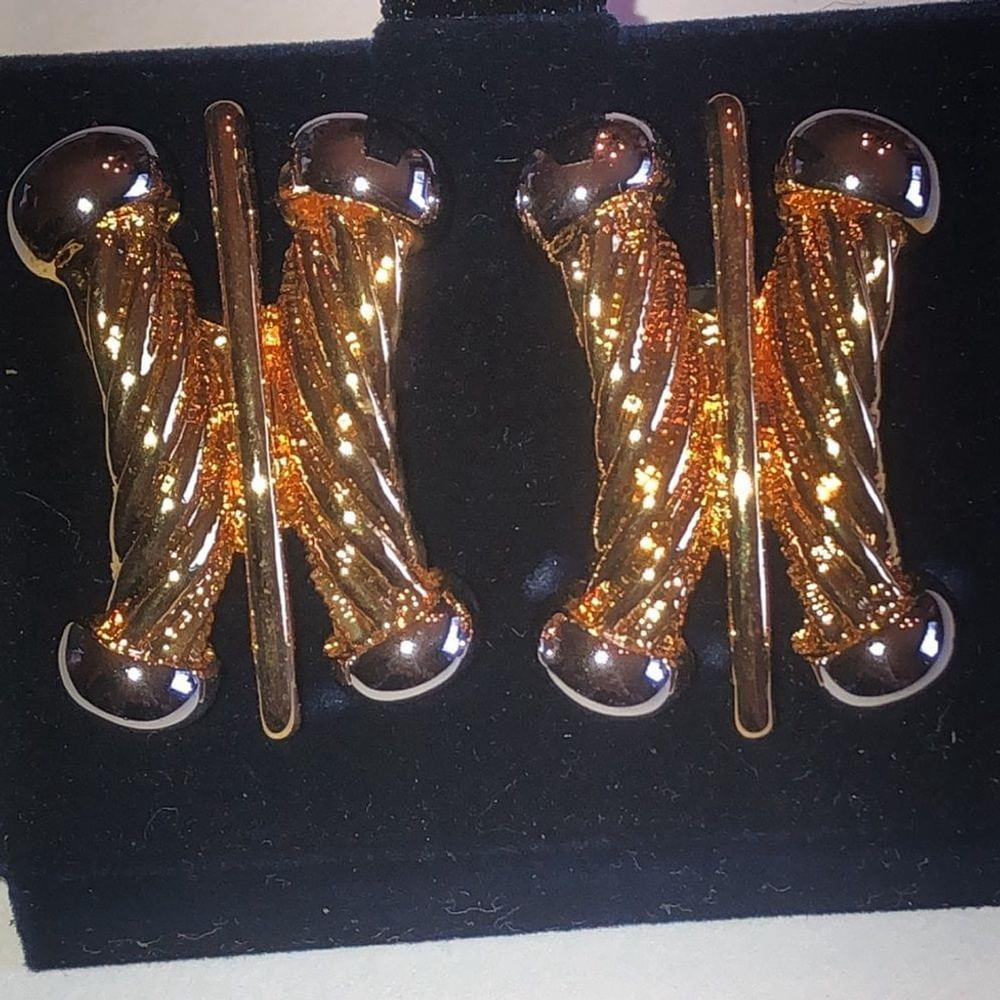 Vintage New Personal Accents Gold Tone & Silver Tone X Clip On Earrings